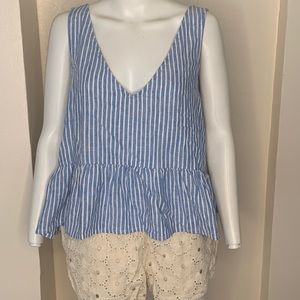 Stripped Cropped Top with Ruffle on bottom